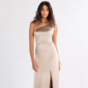 Jenny Yoo Jensen One Shoulder Satin Dress Brand New | Color: Prosecco | Size 8